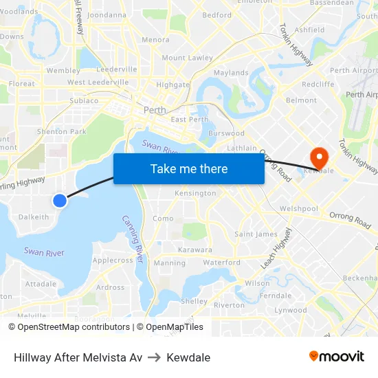Hillway   After Melvista Av to Kewdale map