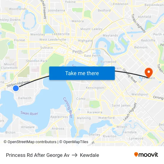Princess Rd After George Av to Kewdale map
