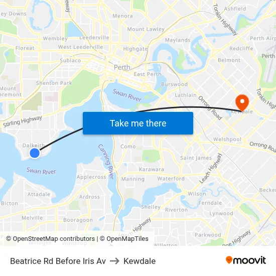 Beatrice Rd Before Iris Av to Kewdale map