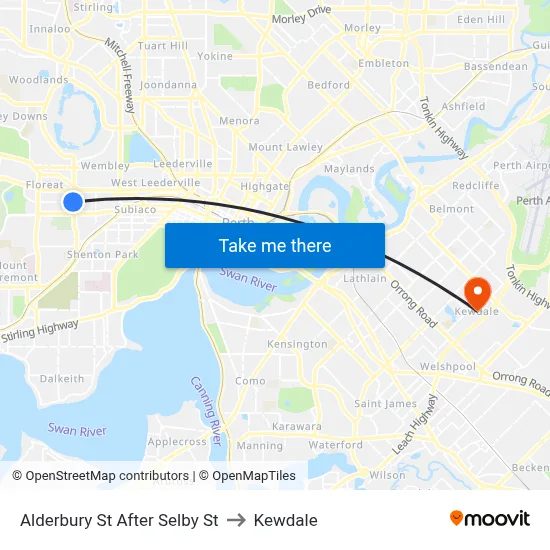 Alderbury St After Selby St to Kewdale map