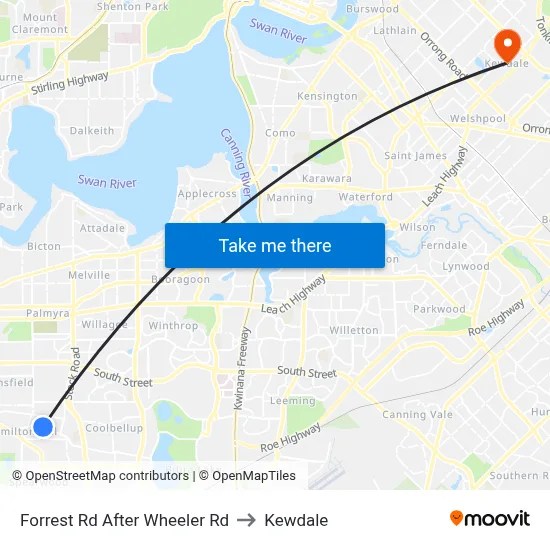 Forrest Rd After Wheeler Rd to Kewdale map