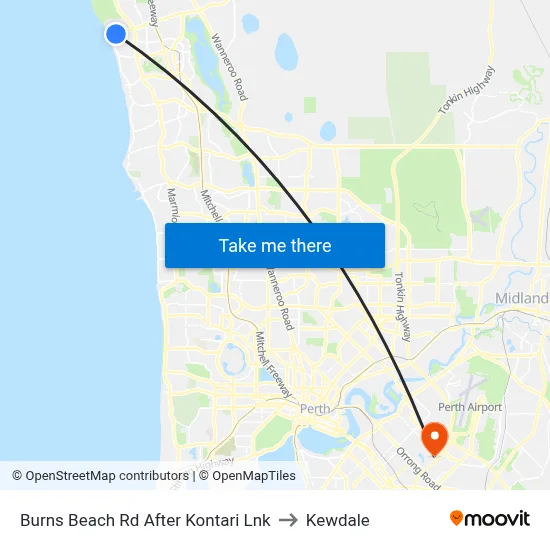 Burns Beach Rd After Kontari Lnk to Kewdale map