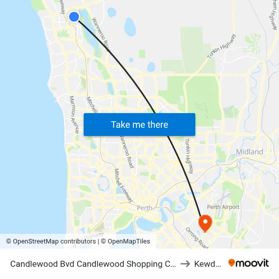 Candlewood Bvd Candlewood Shopping Centre to Kewdale map