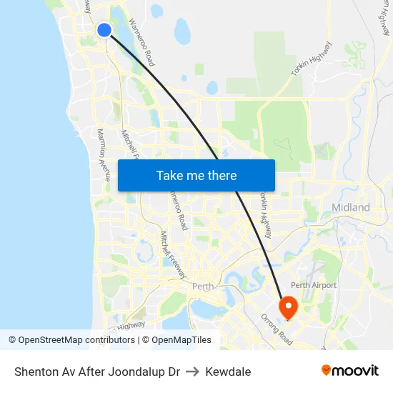Shenton Av After Joondalup Dr to Kewdale map