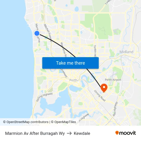 Marmion Av After Burragah Wy to Kewdale map
