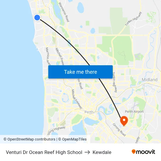 Venturi Dr Ocean Reef High School to Kewdale map