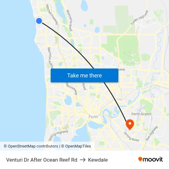 Venturi Dr After Ocean Reef Rd to Kewdale map