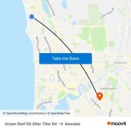 Ocean Reef Rd After Tiller Rd to Kewdale map
