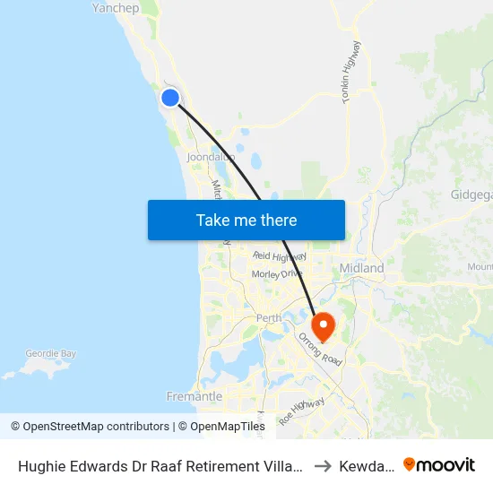 Hughie Edwards Dr Raaf Retirement Village to Kewdale map