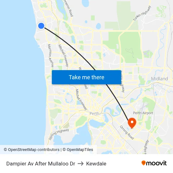Dampier Av After Mullaloo Dr to Kewdale map