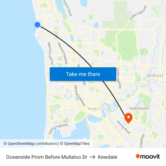 Oceanside Prom Before Mullaloo Dr to Kewdale map