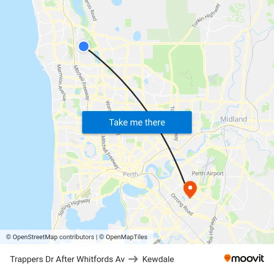 Trappers Dr After Whitfords Av to Kewdale map