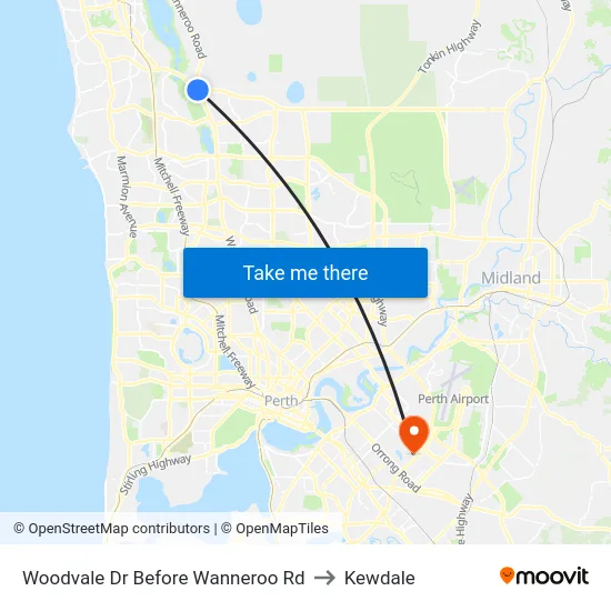 Woodvale Dr Before Wanneroo Rd to Kewdale map