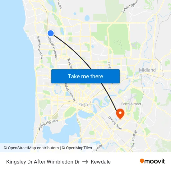 Kingsley Dr After Wimbledon Dr to Kewdale map