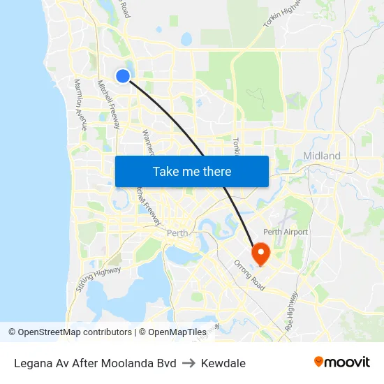 Legana Av After Moolanda Bvd to Kewdale map