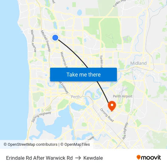 Erindale Rd After Warwick Rd to Kewdale map