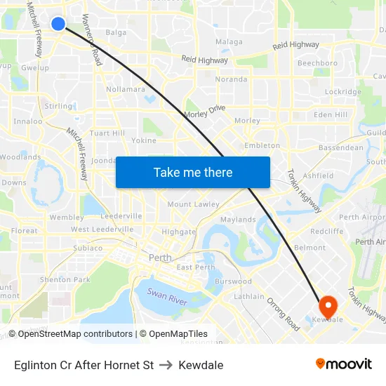 Eglinton Cr After Hornet St to Kewdale map