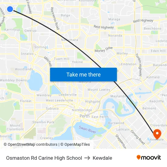 Osmaston Rd Carine High School to Kewdale map