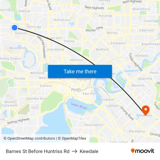 Barnes St Before Huntriss Rd to Kewdale map