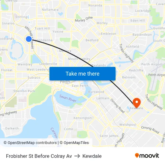 Frobisher St Before Colray Av to Kewdale map