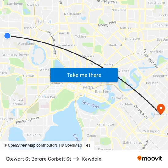 Stewart St Before Corbett St to Kewdale map