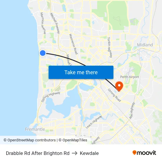 Drabble Rd After Brighton Rd to Kewdale map
