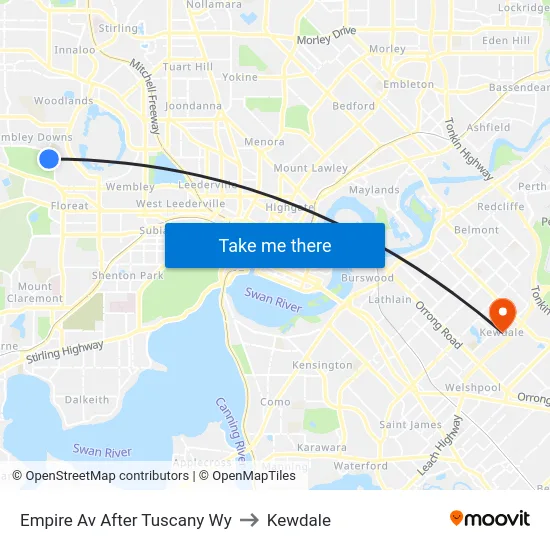 Empire Av After Tuscany Wy to Kewdale map
