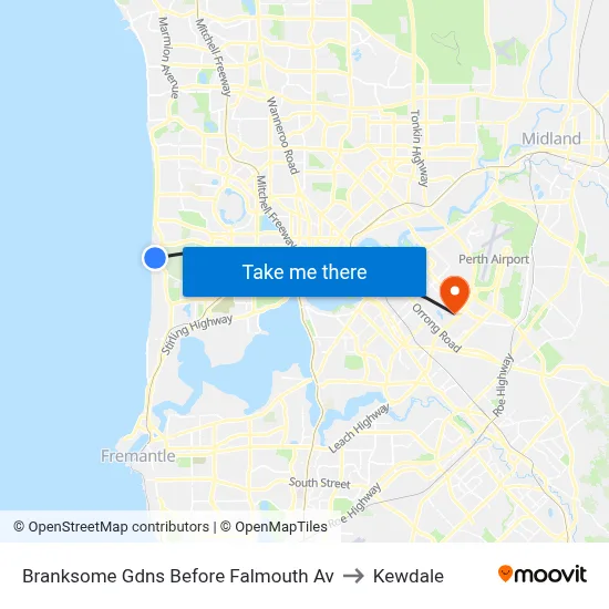 Branksome Gdns Before Falmouth Av to Kewdale map