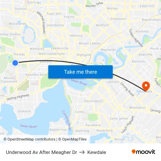 Underwood Av After Meagher Dr to Kewdale map