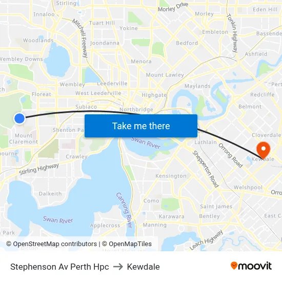 Stephenson Av Perth Hpc to Kewdale map