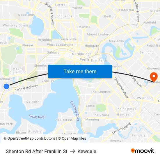 Shenton Rd After Franklin St to Kewdale map