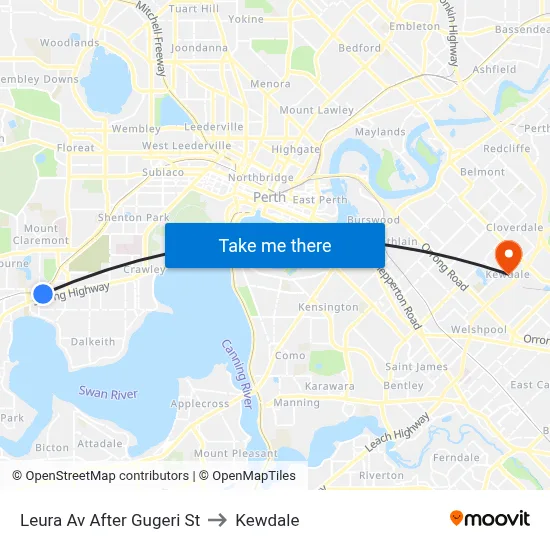 Leura Av After Gugeri St to Kewdale map