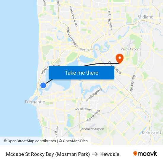 Mccabe St Rocky Bay (Mosman Park) to Kewdale map