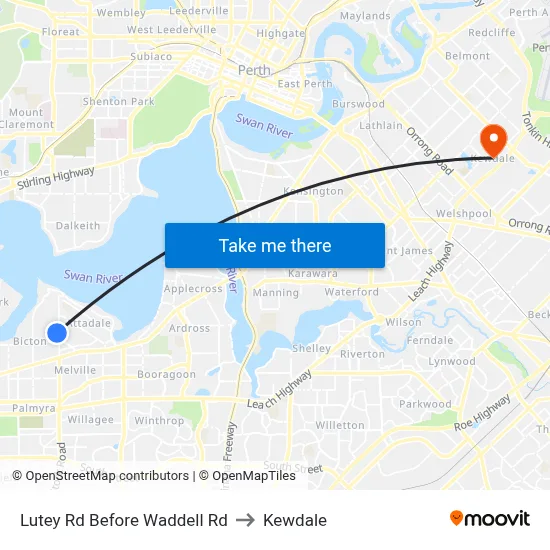 Lutey Rd Before Waddell Rd to Kewdale map