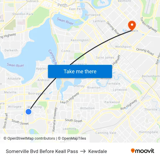 Somerville Bvd Before Keall Pass to Kewdale map