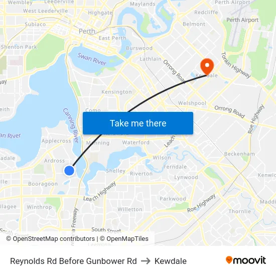 Reynolds Rd Before Gunbower Rd to Kewdale map