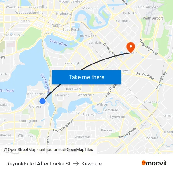 Reynolds Rd After Locke St to Kewdale map