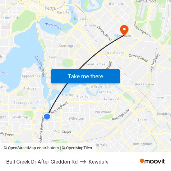 Bull Creek Dr After Gleddon Rd to Kewdale map