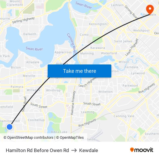 Hamilton Rd Before Owen Rd to Kewdale map