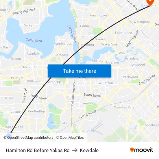 Hamilton Rd Before Yakas Rd to Kewdale map