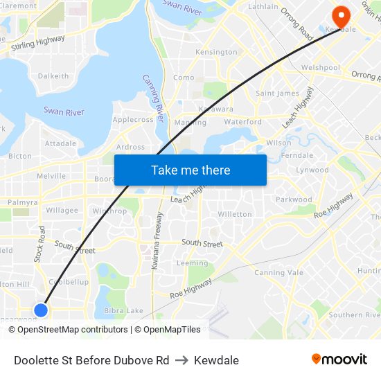 Doolette St Before Dubove Rd to Kewdale map