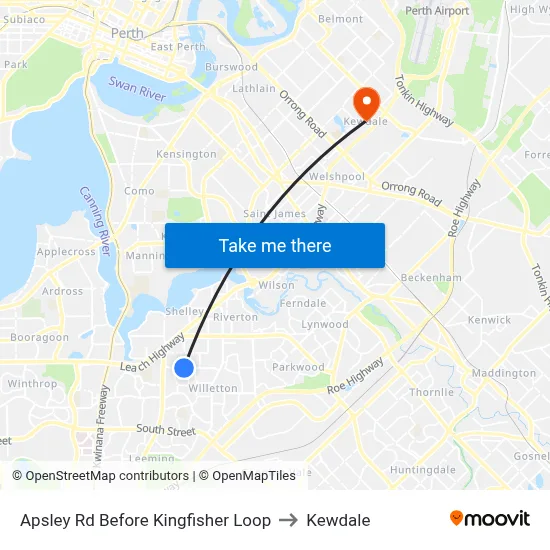 Apsley Rd Before Kingfisher Loop to Kewdale map
