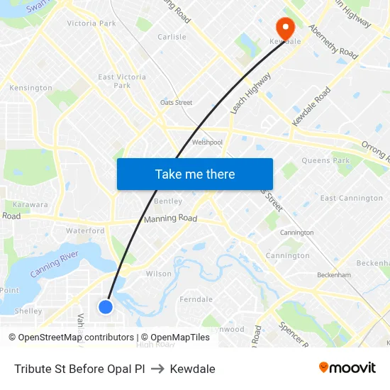 Tribute St Before Opal Pl to Kewdale map