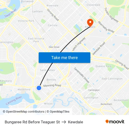 Bungaree Rd Before Teaguer St to Kewdale map