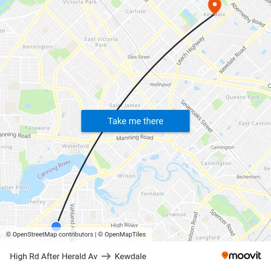 High Rd After Herald Av to Kewdale map