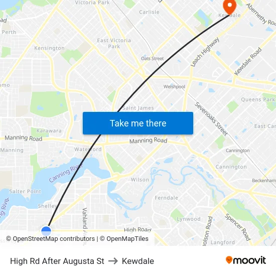 High Rd After Augusta St to Kewdale map