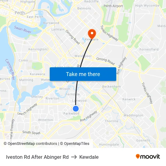 Iveston Rd After Abinger Rd to Kewdale map