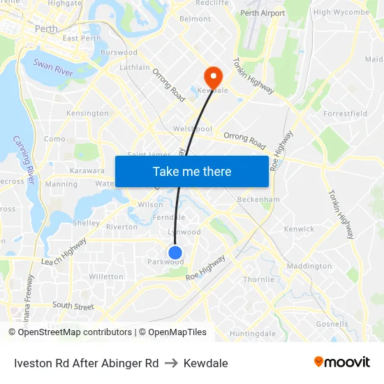 Iveston Rd After Abinger Rd to Kewdale map