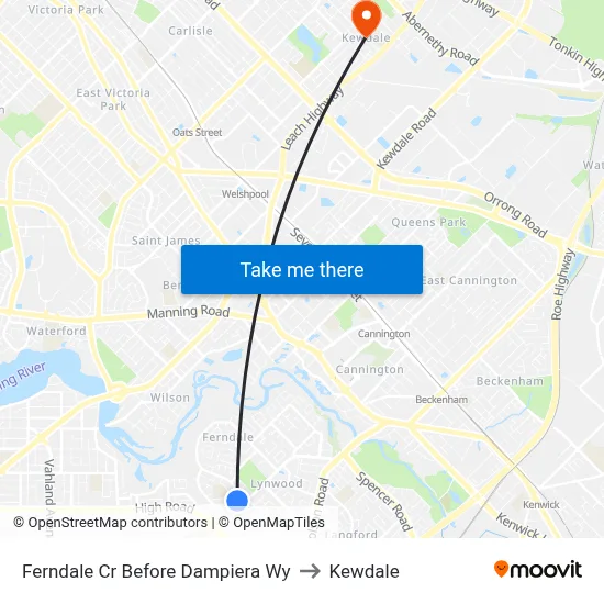 Ferndale Cr Before Dampiera Wy to Kewdale map