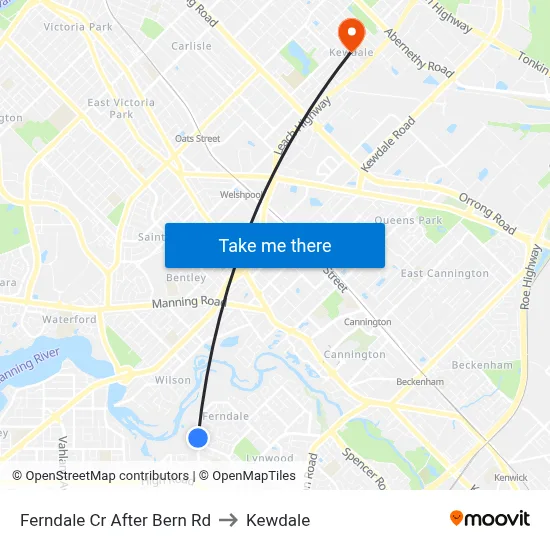 Ferndale Cr After Bern Rd to Kewdale map